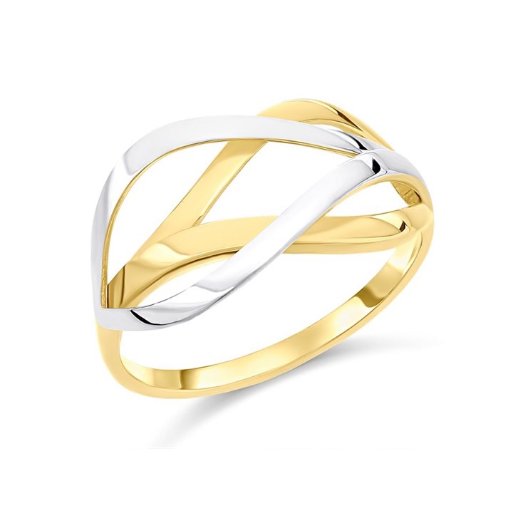 9ct Two Colour Gold Crossover Ring - R1922