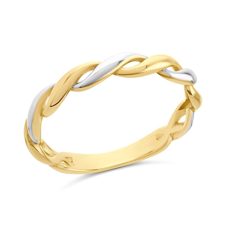 9ct Two Colour Gold Twisted Ring - R1926