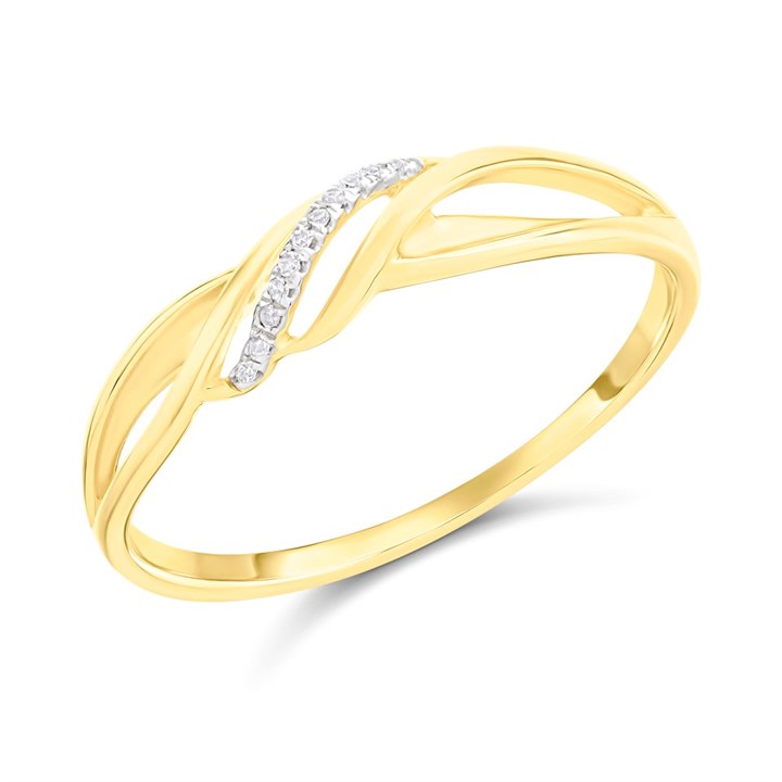 9ct Gold Diamond Crossover Ring - R2144