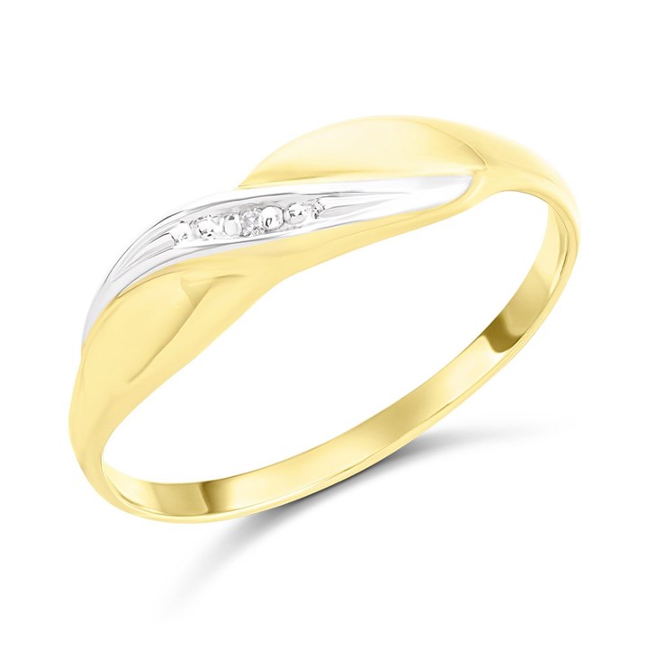 9ct Two Colour Gold Diamond Crossover Ring - R2147