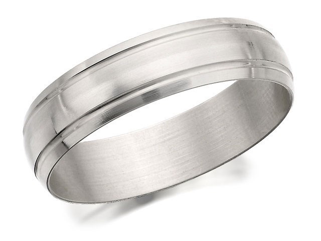 9ct White Gold Double Banded Wedding Ring - 5mm - R2443