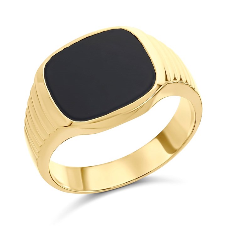 9ct Gold Onyx Signet Ring - R3361