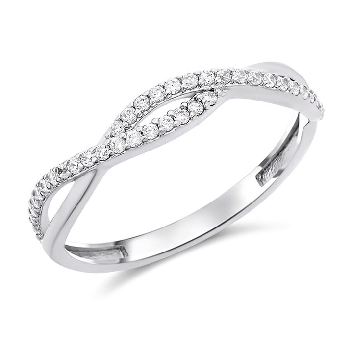 9ct White Gold Cubic Zirconia Crossover Ring - R5970