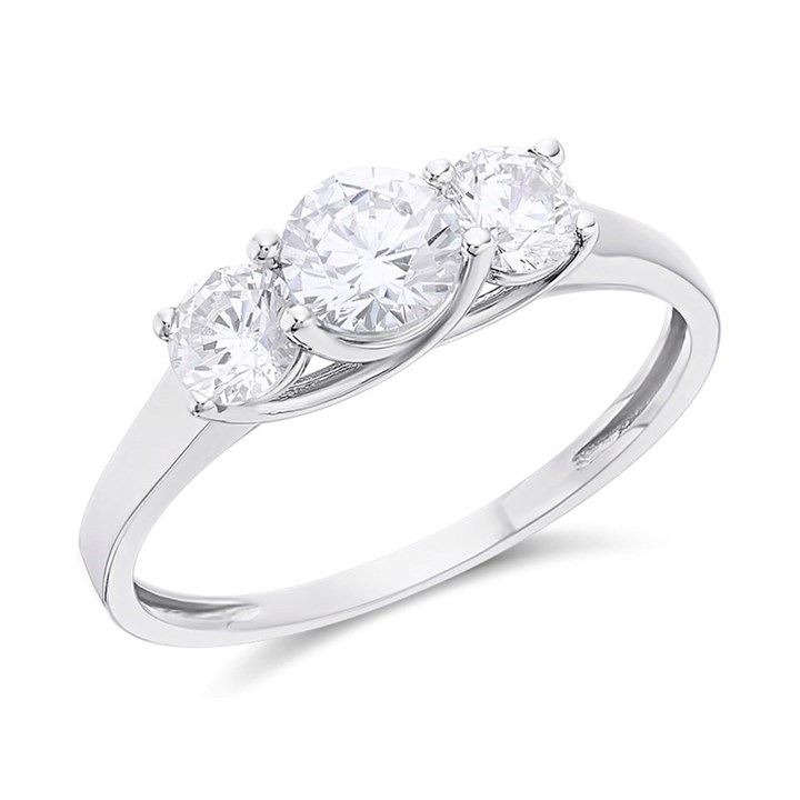 9ct White Gold Cubic Zirconia Trilogy Ring - R5971