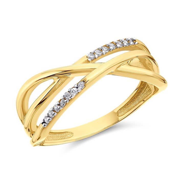 9ct Gold Cubic Zirconia Crossover Ring - R5976