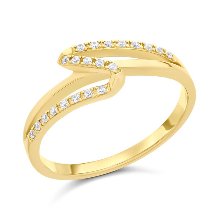 9ct Gold Cubic Zirconia Double Swirl Ring - R6108