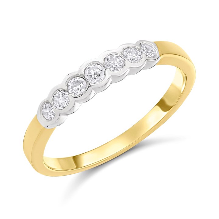 9ct Gold Two Colour Channel Set CZ Ring - R6114