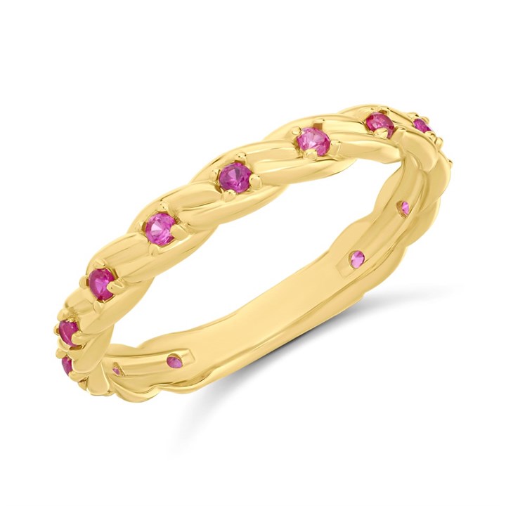 9ct Gold Claw Set Pink CZ Ring - R6117