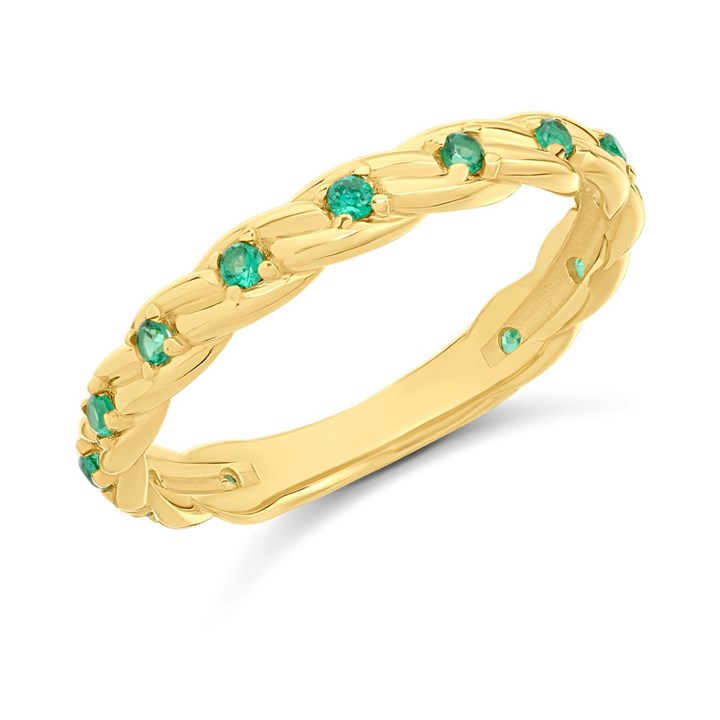 9ct Gold Claw Set Green CZ Ring - R6118