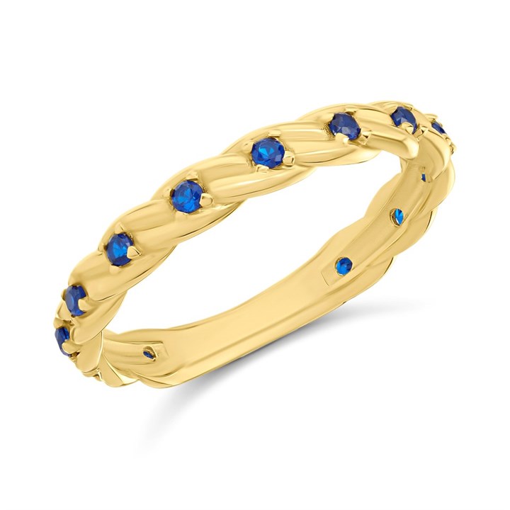 9ct Gold Claw Set Blue CZ Ring - R6119