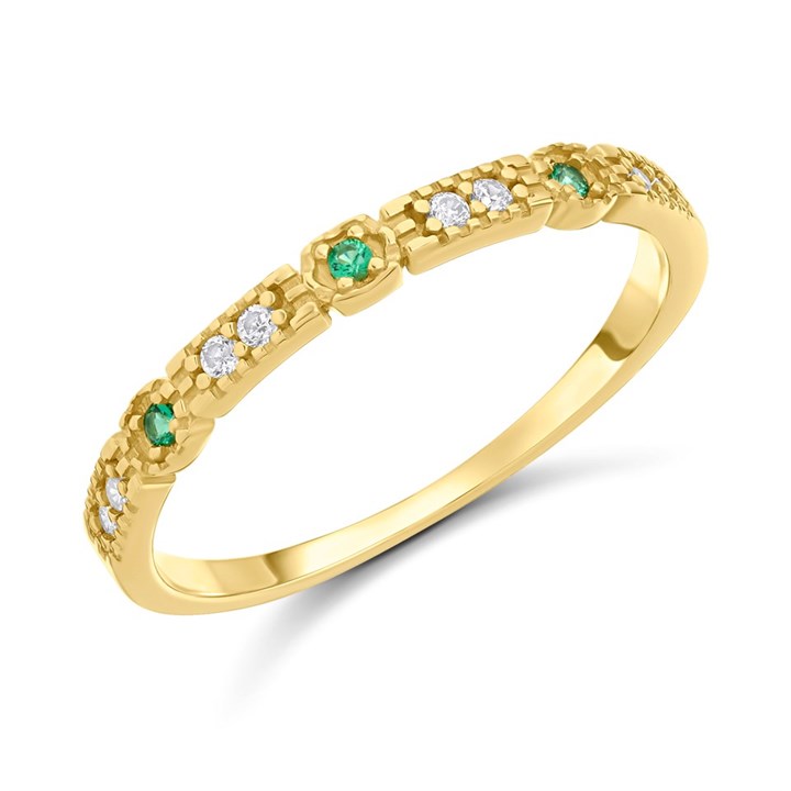 9ct Gold Green And Clear CZ Ring - R6123