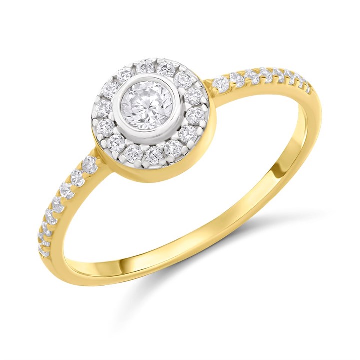 9ct Gold Pave And Claw Set CZ Ring - R6126