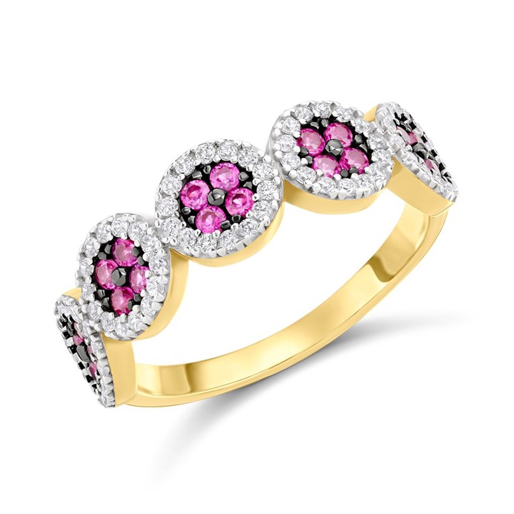 9ct Gold Pink And Clear Claw Set CZ Ring - R6133
