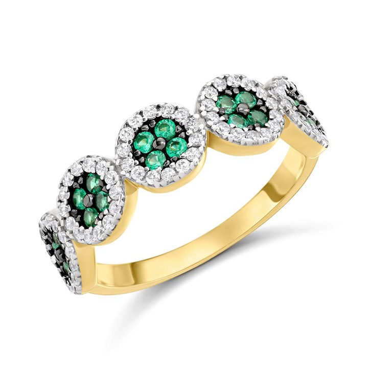 9ct Gold Green And Clear CZ Claw Set Ring - R6135