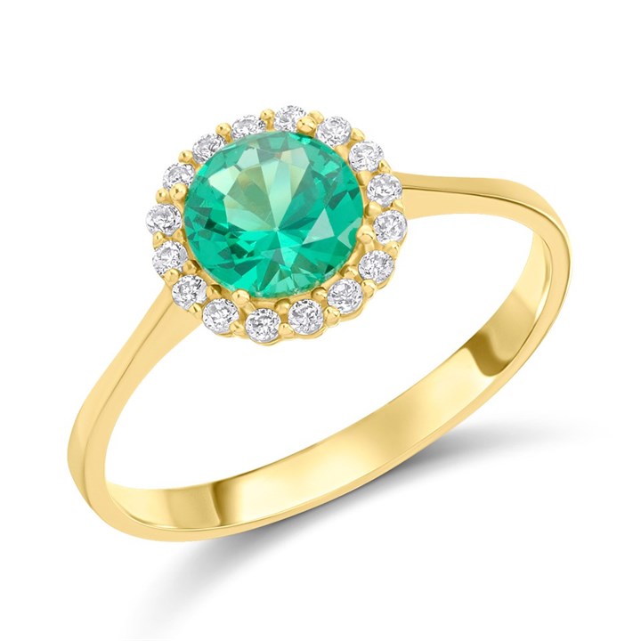 9ct Gold Green And Clear CZ Claw Set Ring - R6155