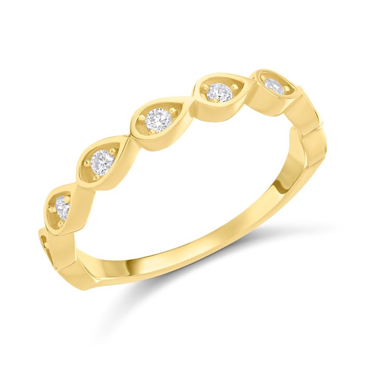 9ct Gold Clear CZ Claw Set Twist Ring - R6158