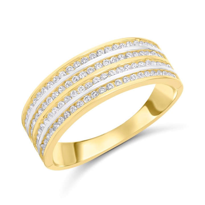 9ct Gold Four Row CZ Pave Ring - R6160