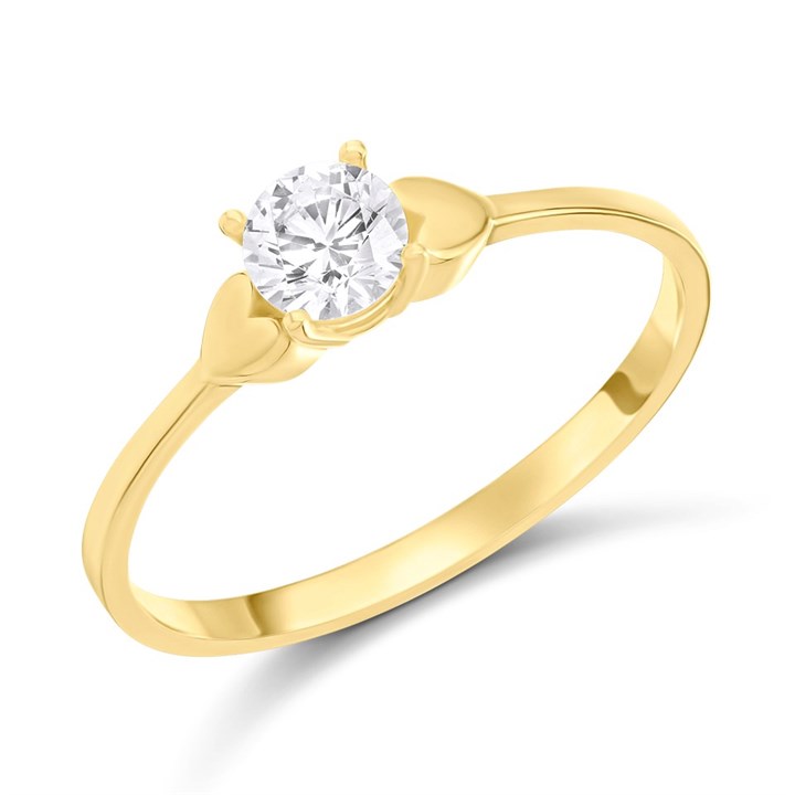 9ct Gold Round Claw Set CZ Ring - R6167
