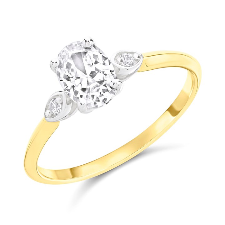 9ct Gold Oval CZ Marquise Shoulder Ring - R6588
