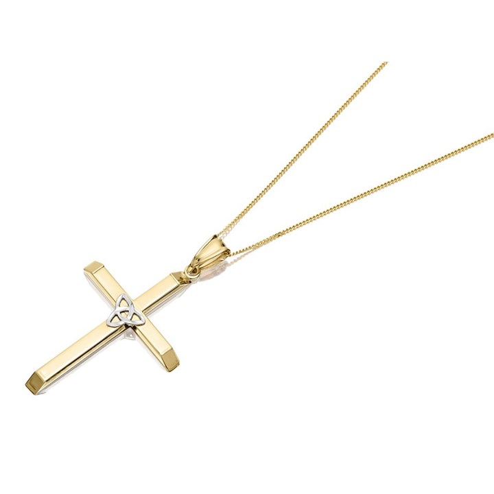 9ct Gold  Two Colour Celtic Cross And Chain - R6803