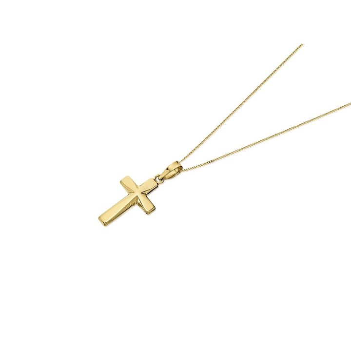 9ct Gold Tapered Cross And Chain - R6808