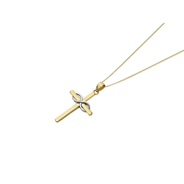 9ct Two Colour Gold Infinity Cross And Chain - R6810