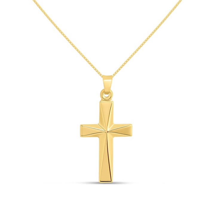 9ct Gold Bevelled Cross Pendant - R6816