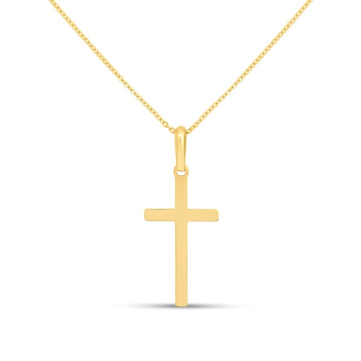 9ct Gold Plain Cross And Chain - R6821