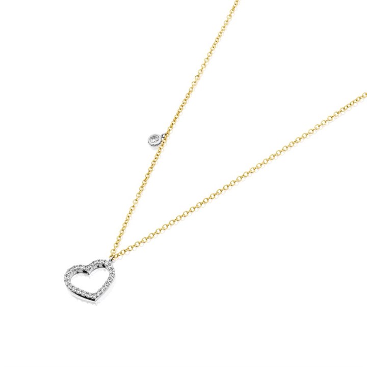 9ct Gold Two Colour Cubic Zirconia Heart Necklace - R69103