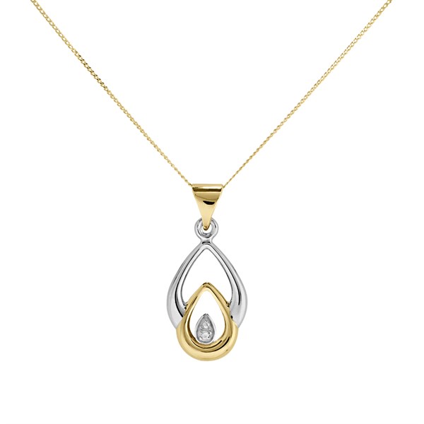9ct Gold Two Colour Diamond Teardrop Necklace R69109 Chapelle Jewellers