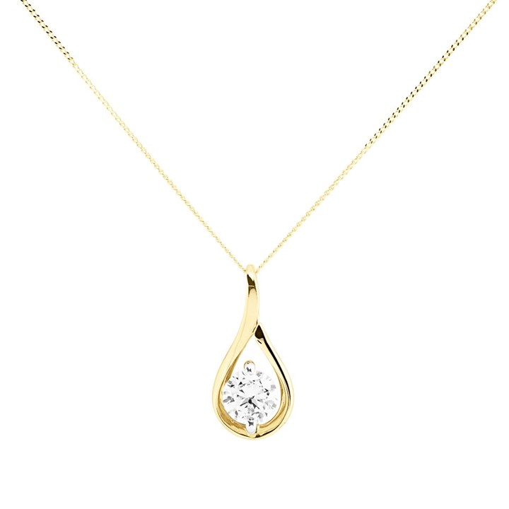 9ct Gold Cubic Zirconia Twist Necklace - R69115