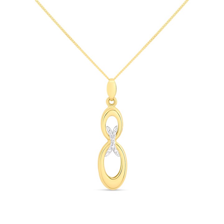 9ct Gold Diamond Kiss Oval Necklace - R69116