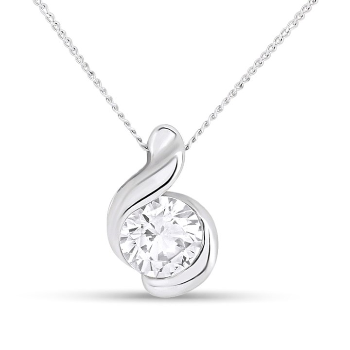 9ct White Gold Cubic Zirconia Twist Necklace - R69123