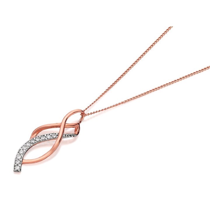9ct Rose Gold Cubic Zirconia Waterfall Necklace - R6956
