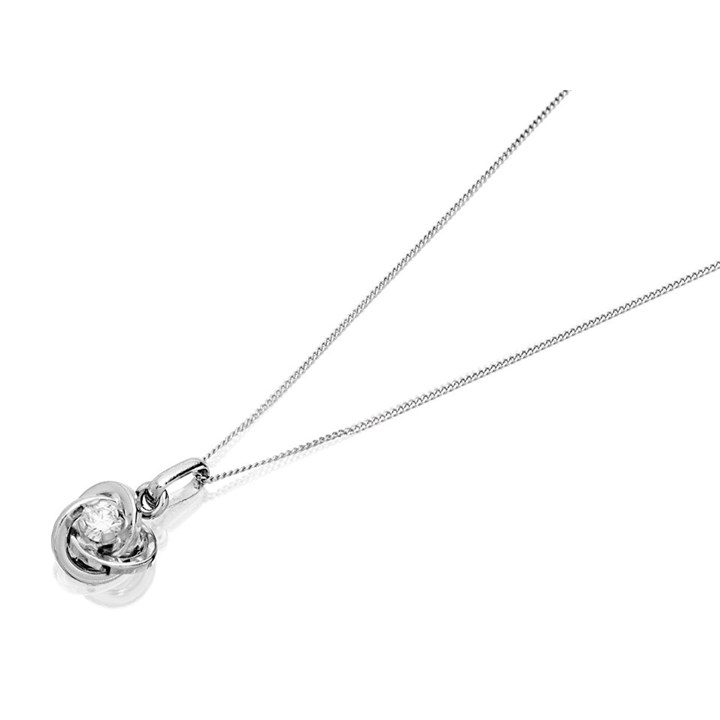 9ct White Gold Cubic Zirconia Knot Necklace - R6980