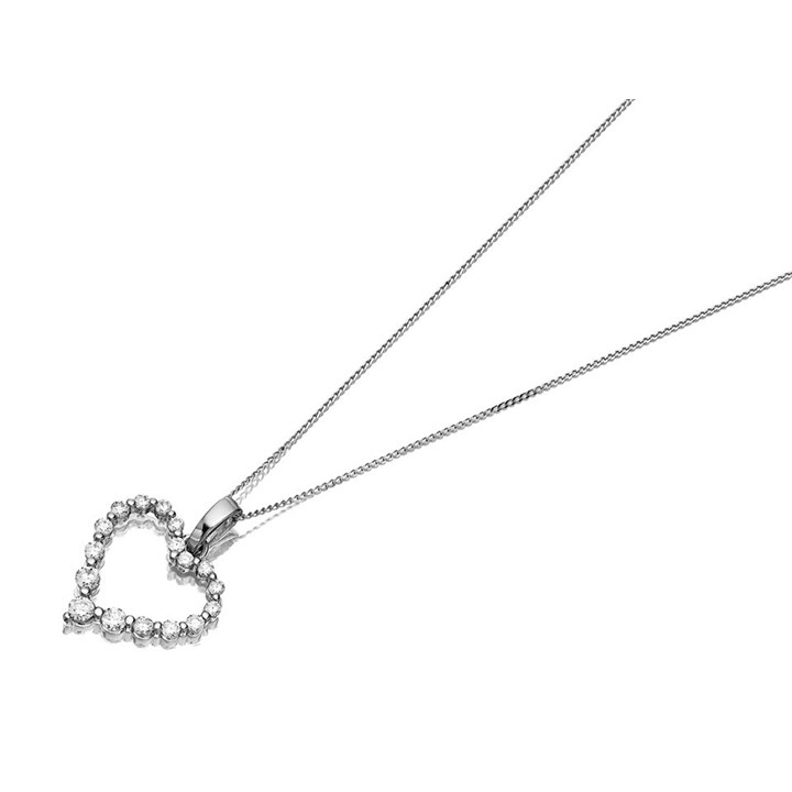 9ct White Gold Cubic Zirconia Heart Necklace - R6982