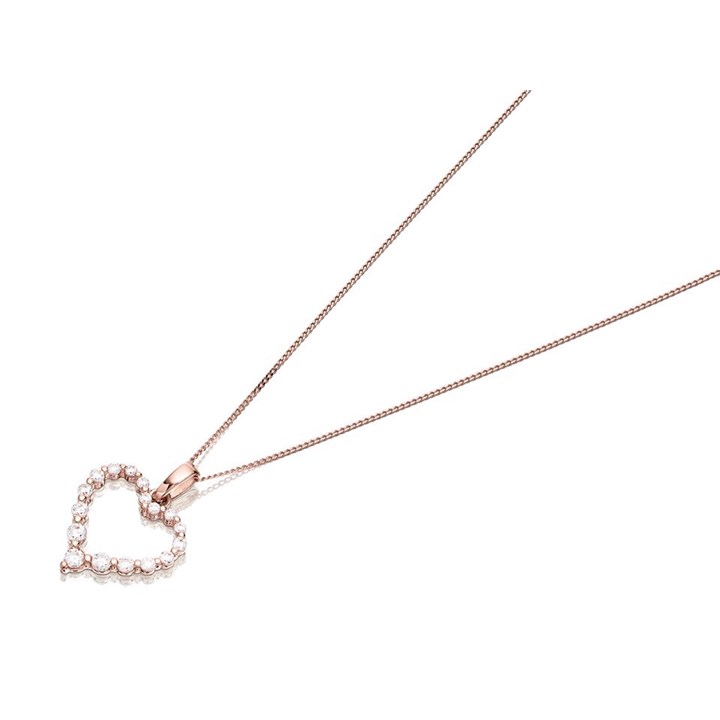 9ct Rose Gold Cubic Zirconia Heart Necklace - R6992