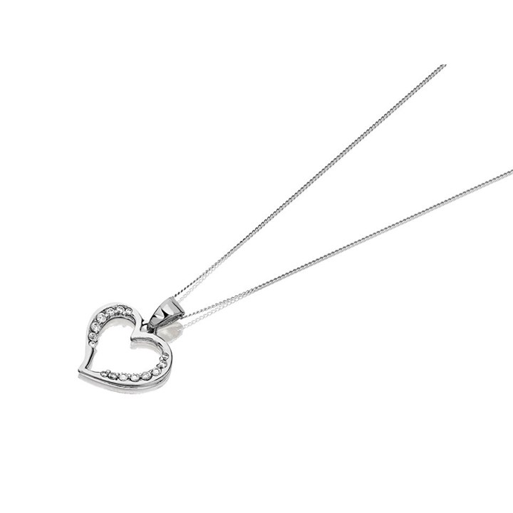 9ct White Gold Cubic Zirconia Heart Necklace - R6997