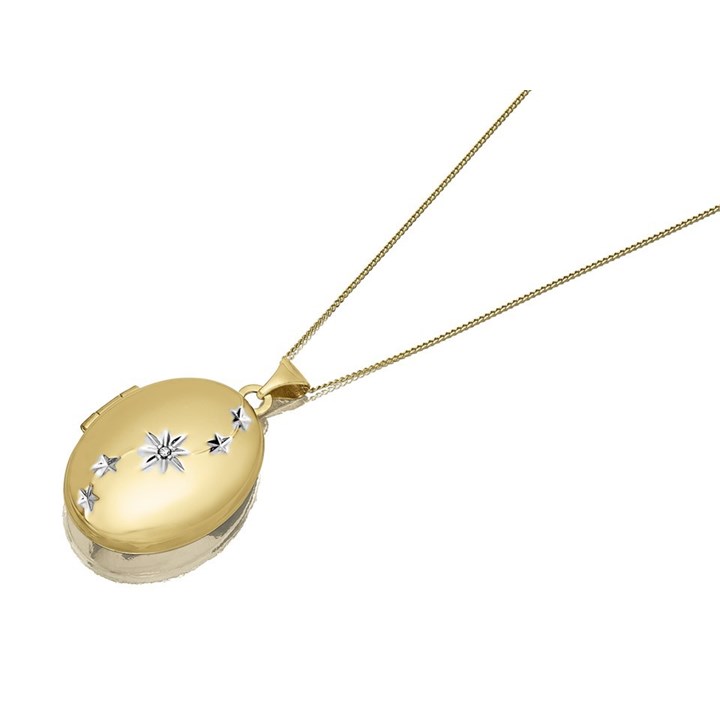 9ct Gold Starburst Diamond Locket- 21mm - R7258
