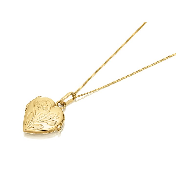 9ct Gold Engraved Heart Locket - R7268