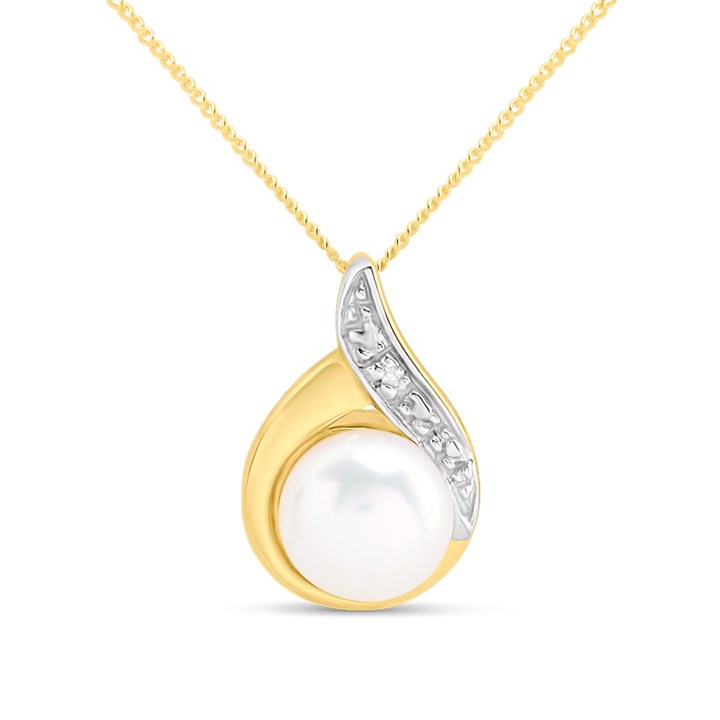 9ct Freshwater Pearl And Diamond Necklace - R7780