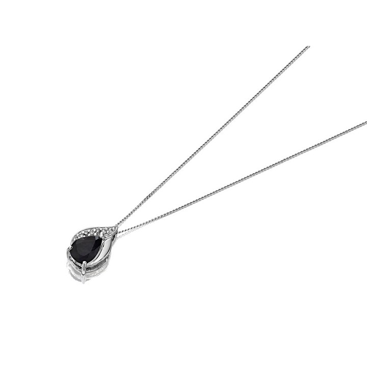 9ct White Gold Sapphire And Diamond Necklace - R8102