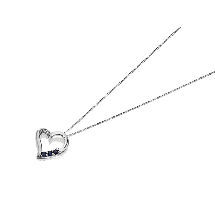 9ct White Gold Sapphire And Diamond Necklace - R8103