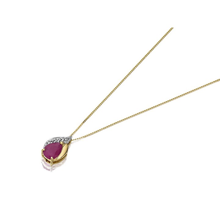 9ct Gold Ruby And Diamond Necklace - R8105