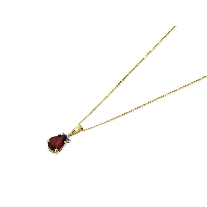 9ct Gold Garnet And Diamond Necklace - R8131
