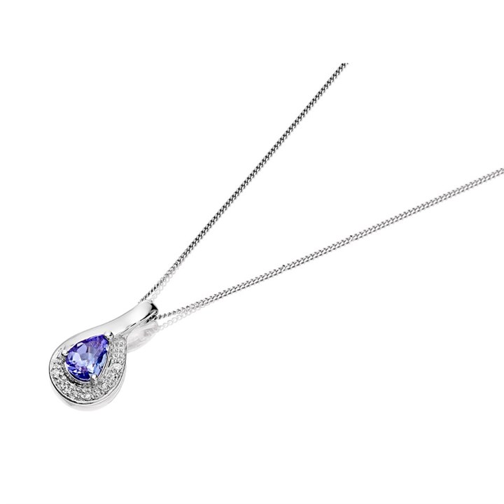 9ct White Gold Tanzanite And Diamond Necklace - R8136