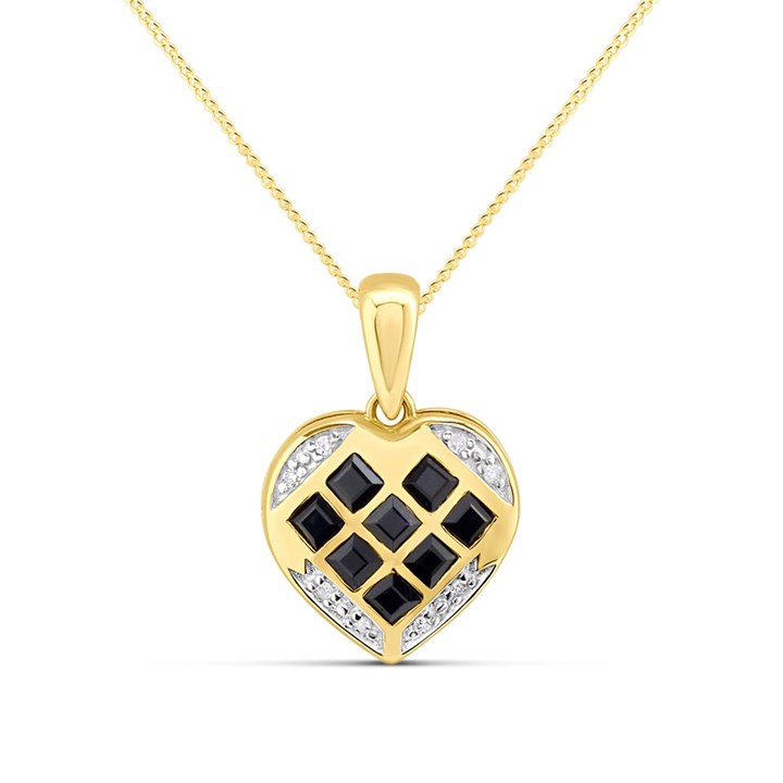 9ct Gold Sapphire And Diamond Heart Necklace - R8139