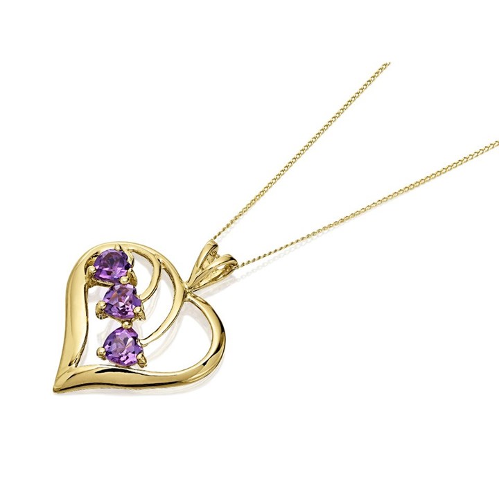 9ct Gold Amethyst Heart Necklace - R8285