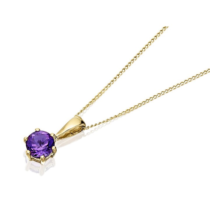 9ct Gold Amethyst Solitaire Necklace - R8286