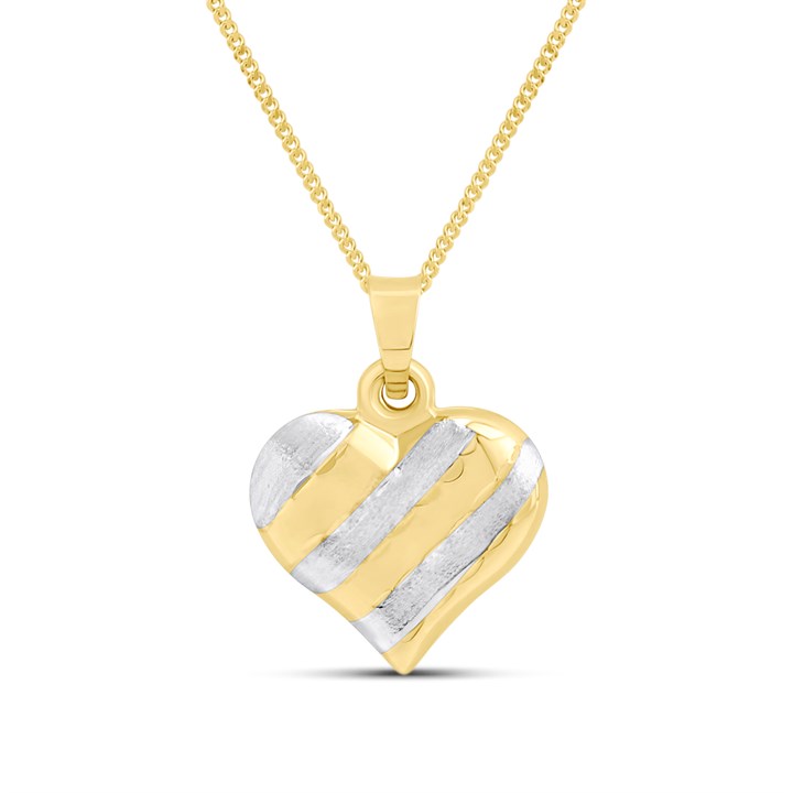 9ct Two Colour Gold Heart Pendant And Chain - R8704